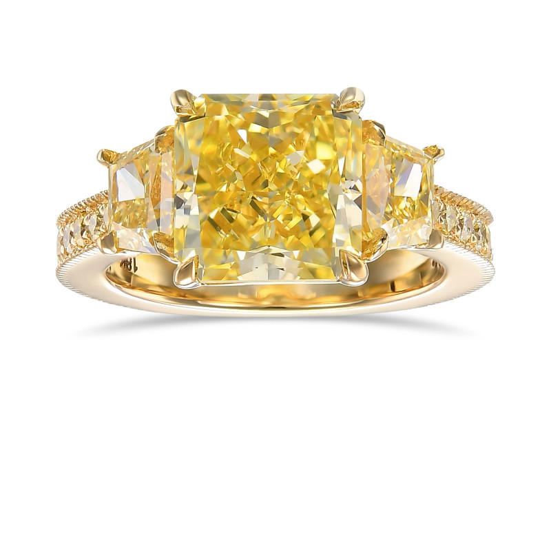 Fancy Yellow Radiant Three Stone Ring, SKU 310445 (3.19Ct TW)