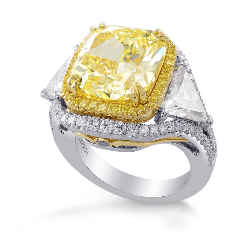 Fancy Intense Yellow, Radiant & Triangle Diamond Halo Ring, SKU 317710 ...