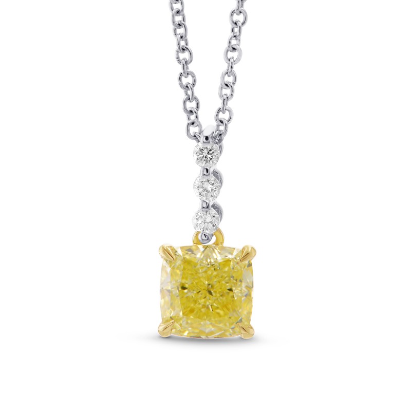 Fancy Light Yellow Cushion Diamond Drop Pendant, SKU 319628 (1.58Ct TW)