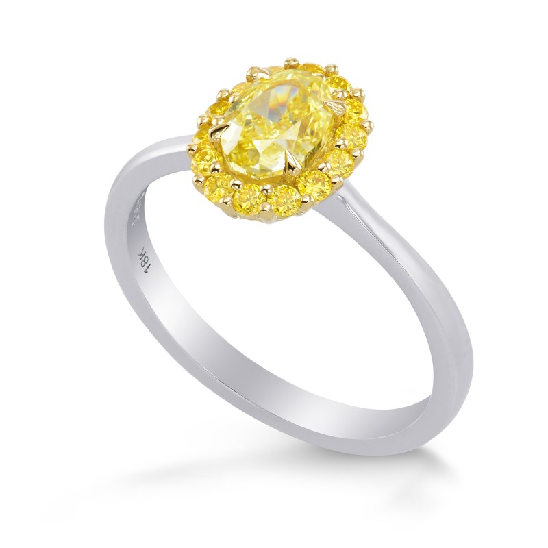 Fancy Intense Yellow Oval Halo Diamond Ring, SKU 319733 (1.14Ct TW)