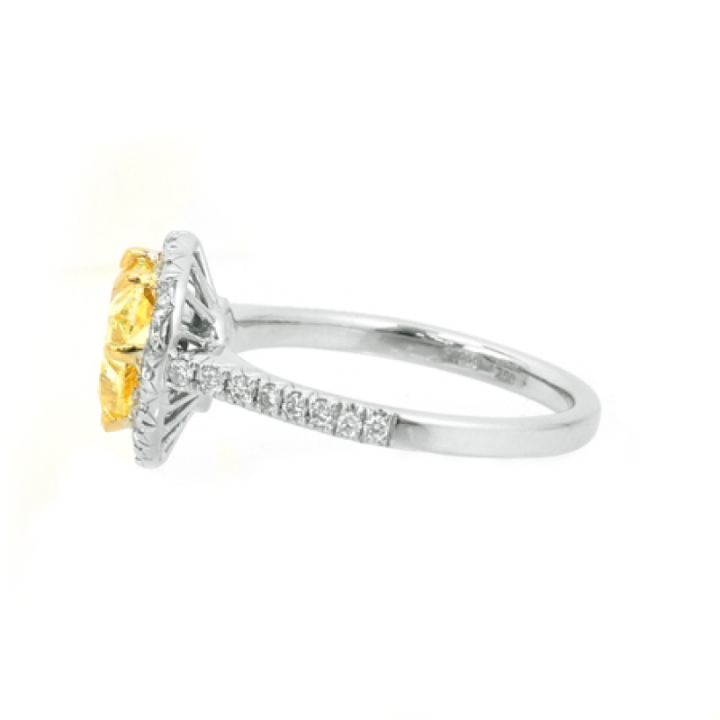 Fancy Intense Yellow Diamond Heart Halo Engagement Ring, SKU 32262 (1 ...