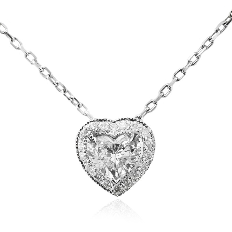 Collection color heart diamond halo pendant set in 18K white gold weighing 0.50ct, SKU 33331 (0.50Ct TW)
