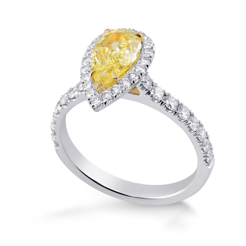 Fancy Yellow Pear Diamond Halo Ring, SKU 341478 (1.55Ct TW)