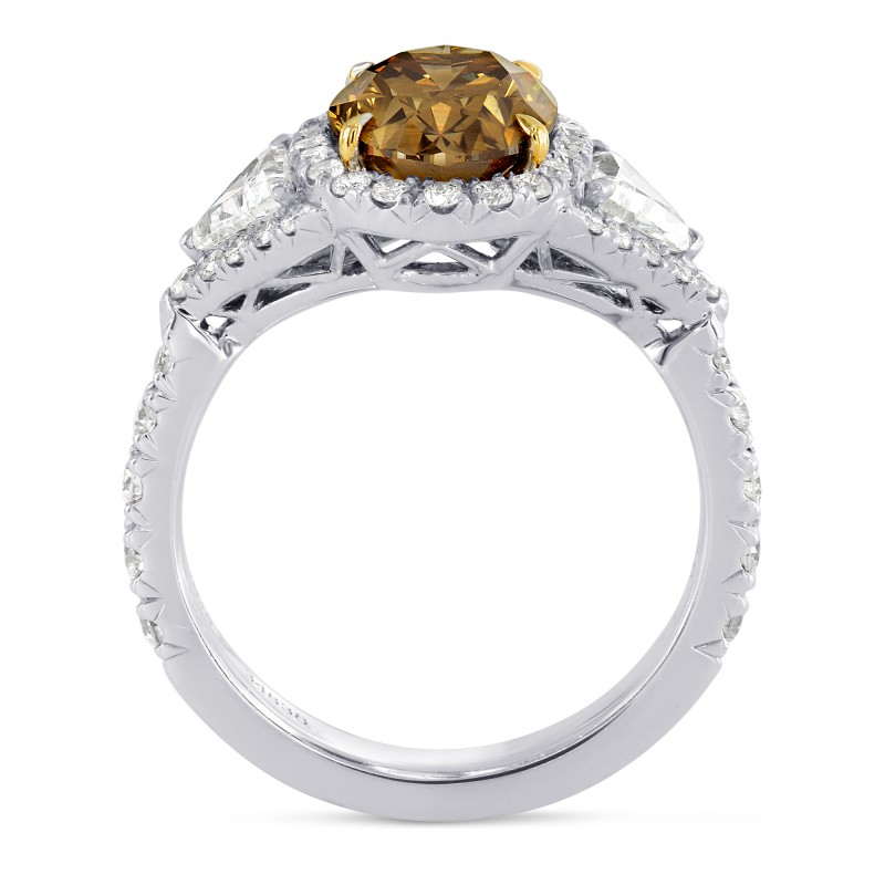 Fancy Dark Yellowish Brown Oval Diamond Ring, SKU 34838 (3.51Ct TW)