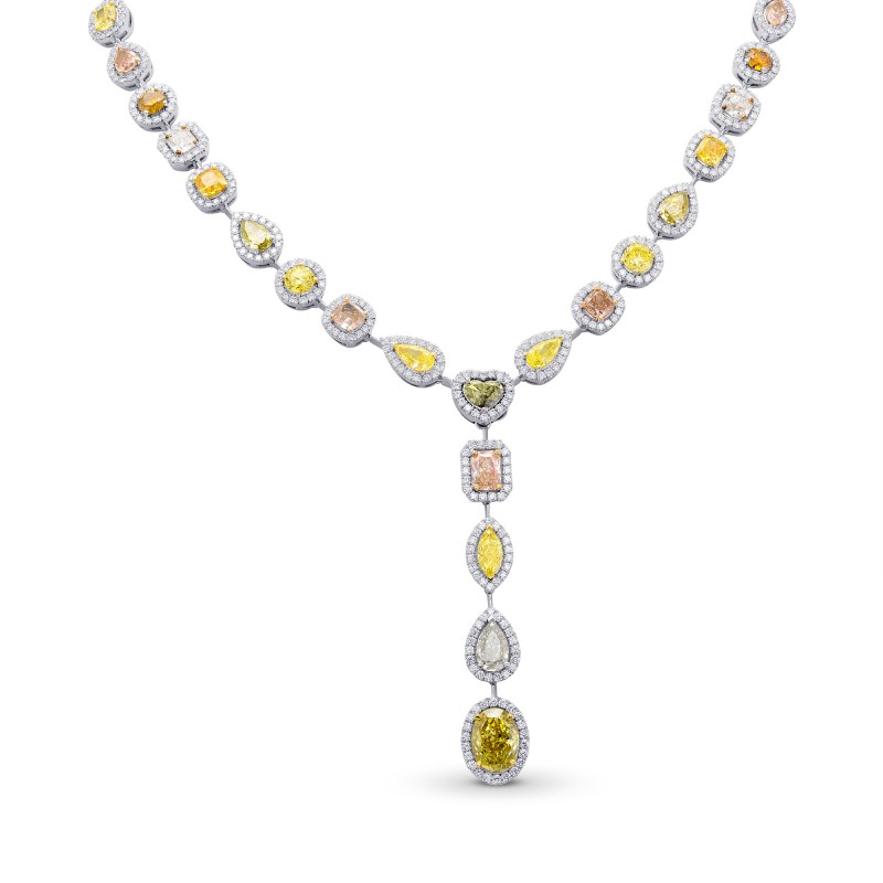 Extraordinary Multicolored Diamond Halo Drop Necklace, ARTIKELNUMMER 352499 (27,25 Karat TW)