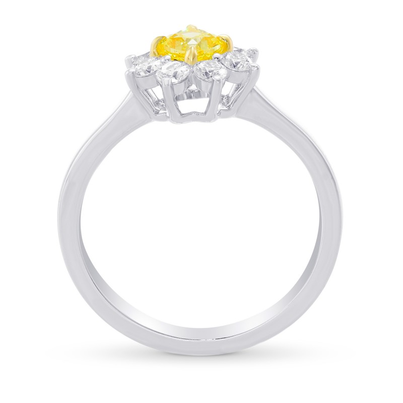 Fancy Vivid Yellow Cushion Diamond Halo Ring, SKU 356942 (0.66Ct TW)