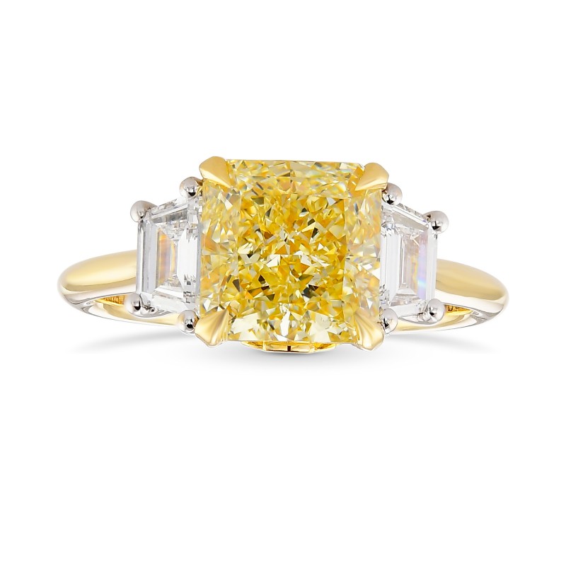 Fancy Light Yellow Radiant & Trapezoid Diamond 3 Stone Ring, SKU 368101 ...
