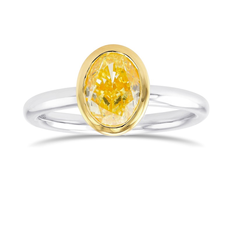 Fancy Intense Yellow Oval Diamond Solitaire Ring, SKU 369231 (1.25Ct)