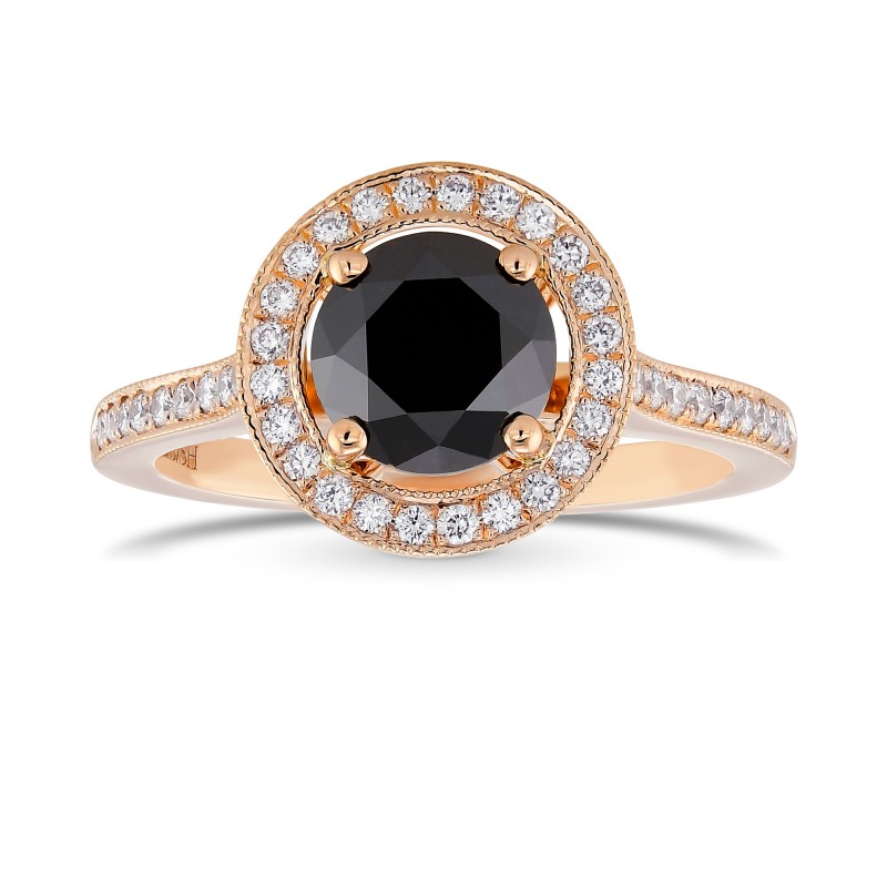 Natural Black Diamond Rose Gold Engagement Ring, SKU 371944 (1.62Ct TW)