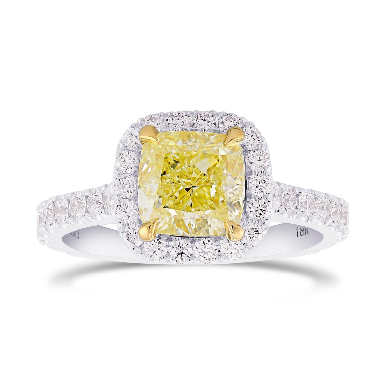 Fancy Yellow Cushion Diamond Carriage Halo Ring, SKU 372979 (2.05Ct TW)