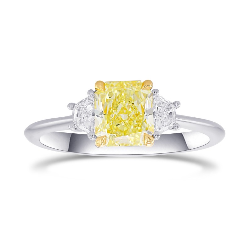 Fancy Yellow Radiant and Trapezoid Diamond 3 Stone Ring, SKU 373506 (1 ...
