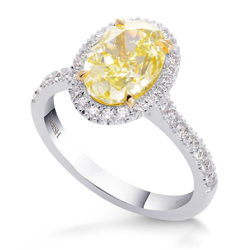 Fancy Yellow Oval Diamond Halo Ring, SKU 375429 (3.82Ct TW)