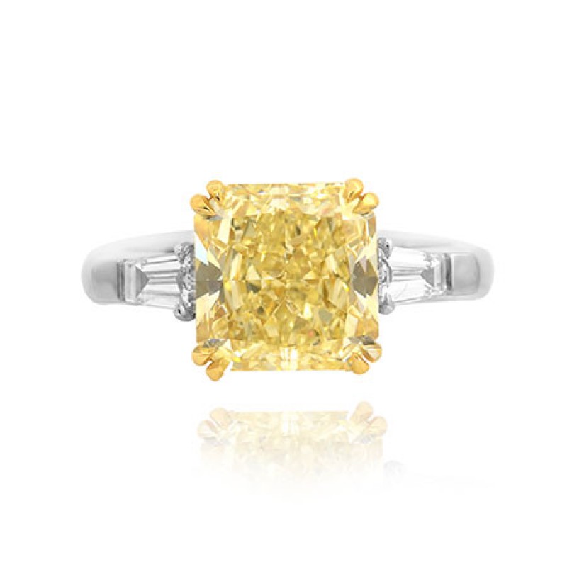 4 Carat Radiant Yellow Diamond Engagement Ring, SKU 38271 (4.68Ct TW)