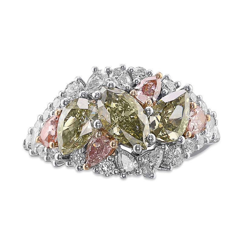 Extraordinary Mix Shape and Color Diamond Bombe Ring, SKU 388230 (3 ...