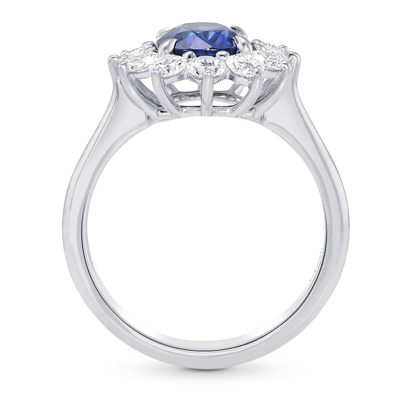 Blue Sapphire Oval and Diamond Halo Ring, SKU 388525 (3.33Ct TW)