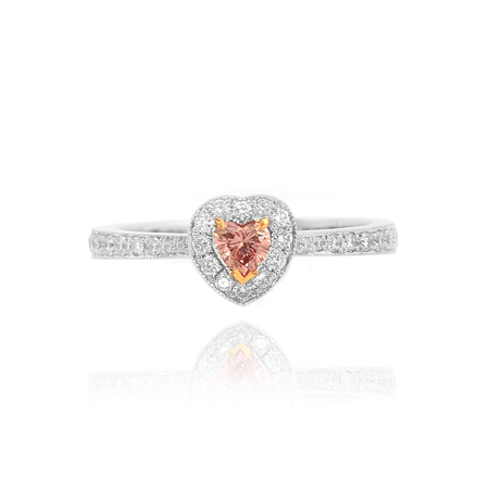 0.13ct IGI Fancy Intense Pink Heart Shape Diamond ring set in 18K white Gold, SKU 38964 (0.38Ct TW)