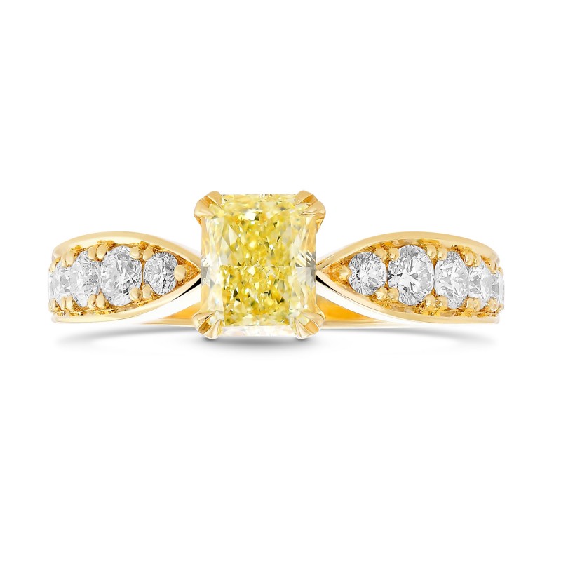Fancy Yellow Radiant Side Stones Diamond Ring, SKU 389663 (1.59Ct TW)