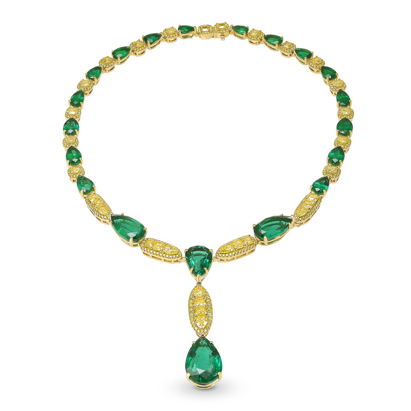 Extraordinary Emerald and Fancy Vivid Yellow Diamond Necklace , SKU ...