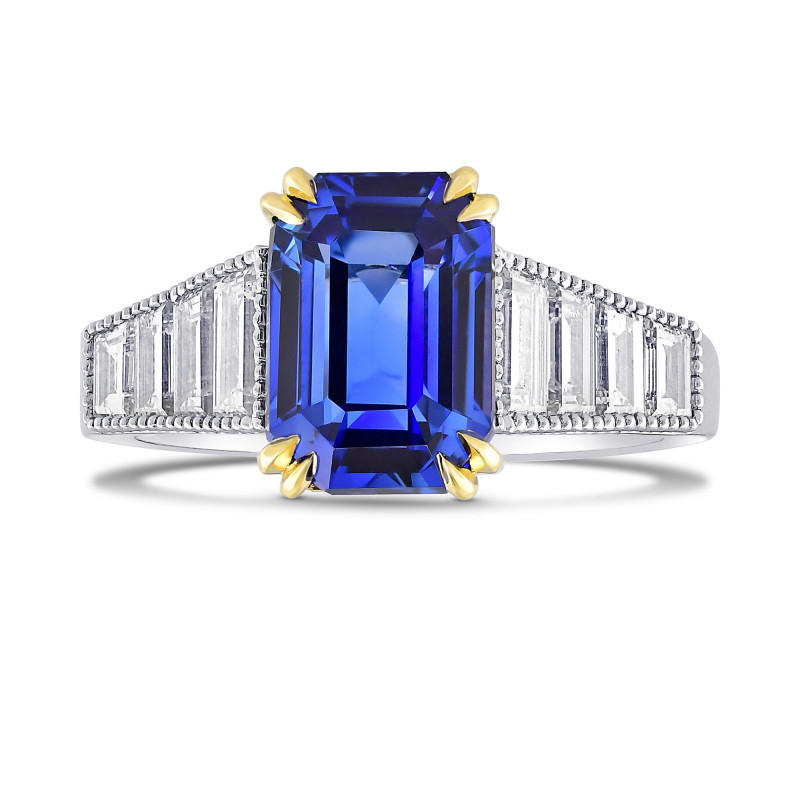 Cornflower Blue Emerald Shape Sapphire & Diamond Ring, SKU 400273 (4 ...