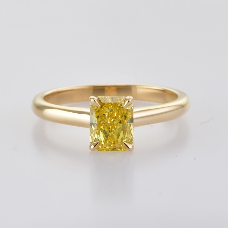 Fancy Vivid Yellow Radiant Diamond Solitaire Ring, SKU 400539 (1.02Ct)