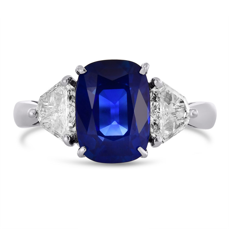 Cushion Kashmir Blue Sapphire and Diamond 3 Stones Ring, SKU 416104 (4 ...