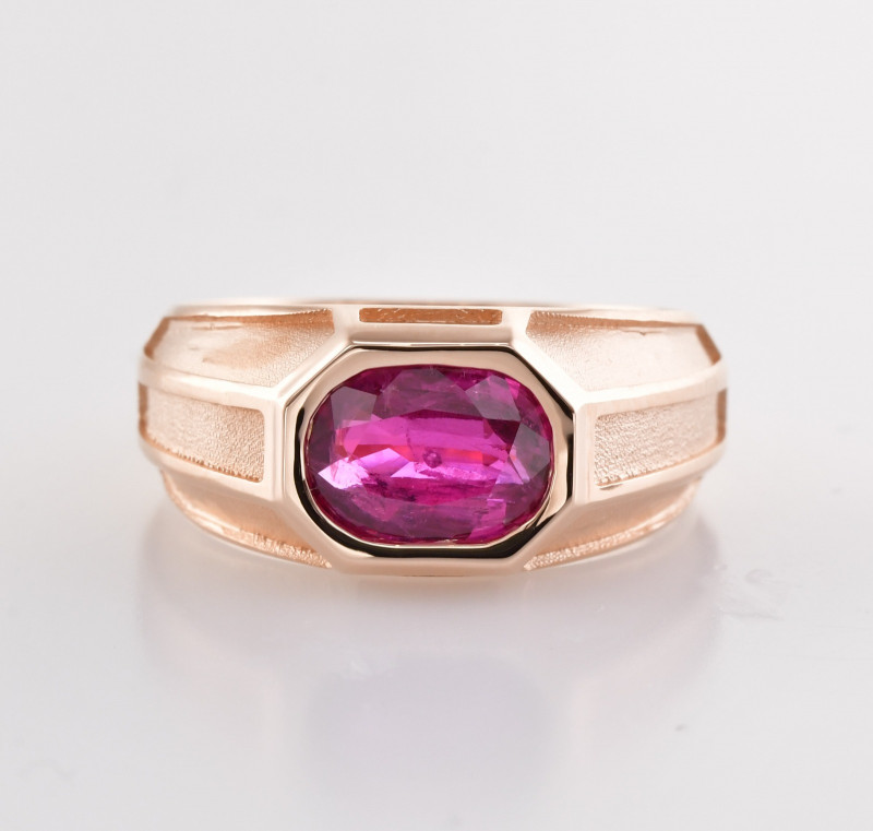 Pink Sapphire Oval Shape Mens Ring, SKU 418537 (2.28Ct)