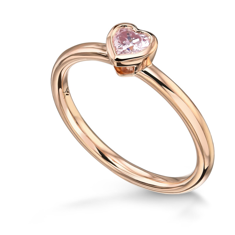 Fancy Light Pink Heart Solitaire Diamond Ring, SKU 430693 (0.18Ct)