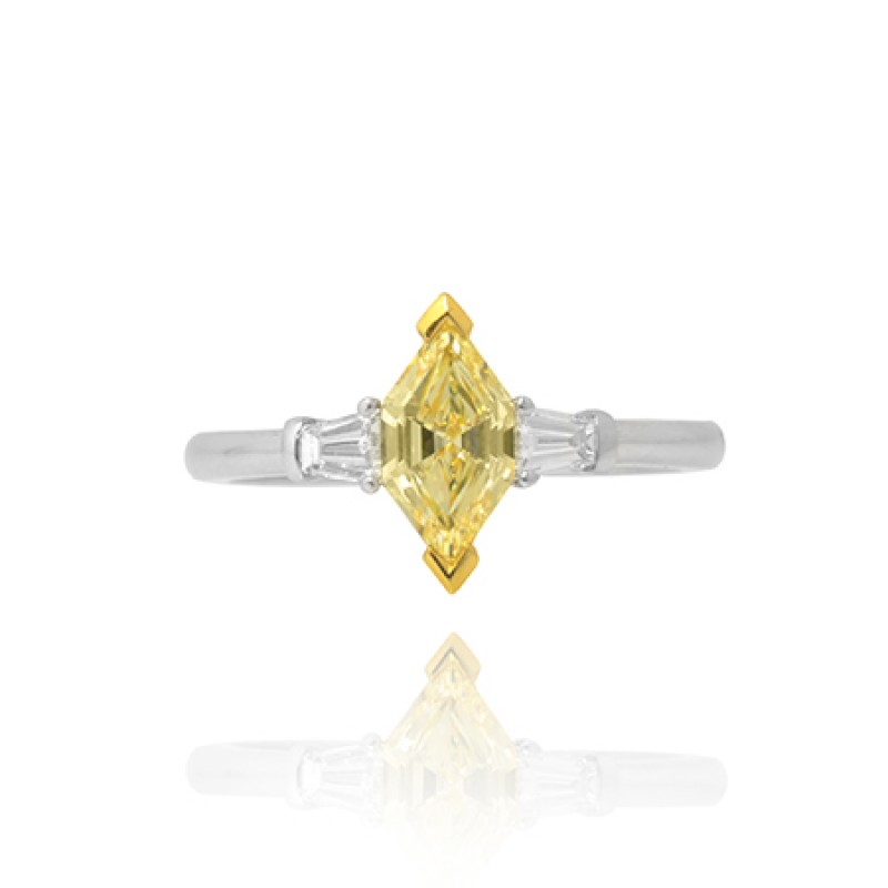 Fancy Light Yellow Hexagonal Diamond Ring, SKU 43173 (0.93Ct TW)