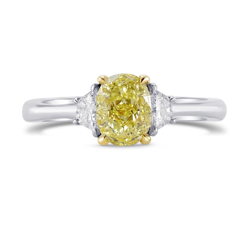 Fancy Yellow Oval and Trapezoid Diamond Ring, SKU 43189 (1.09Ct TW)