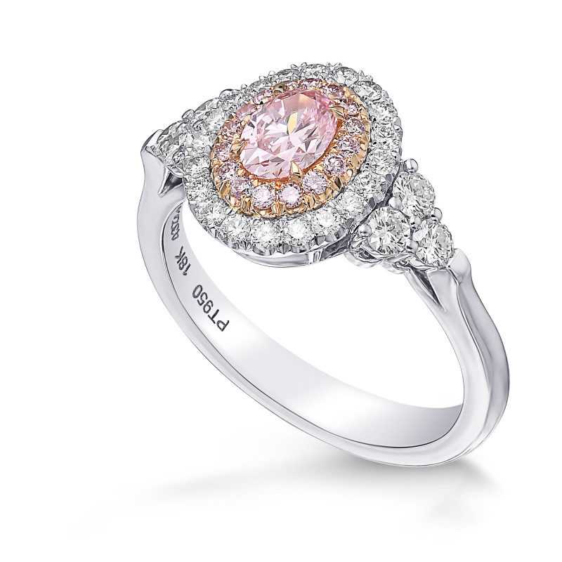 Fancy Intense Purplish Pink Oval Diamond Double Halo Side-stone Ring ...