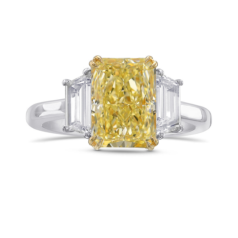Fancy Light Yellow Radiant 3 Stone Diamond Ring, SKU 444229 (3.22Ct TW)