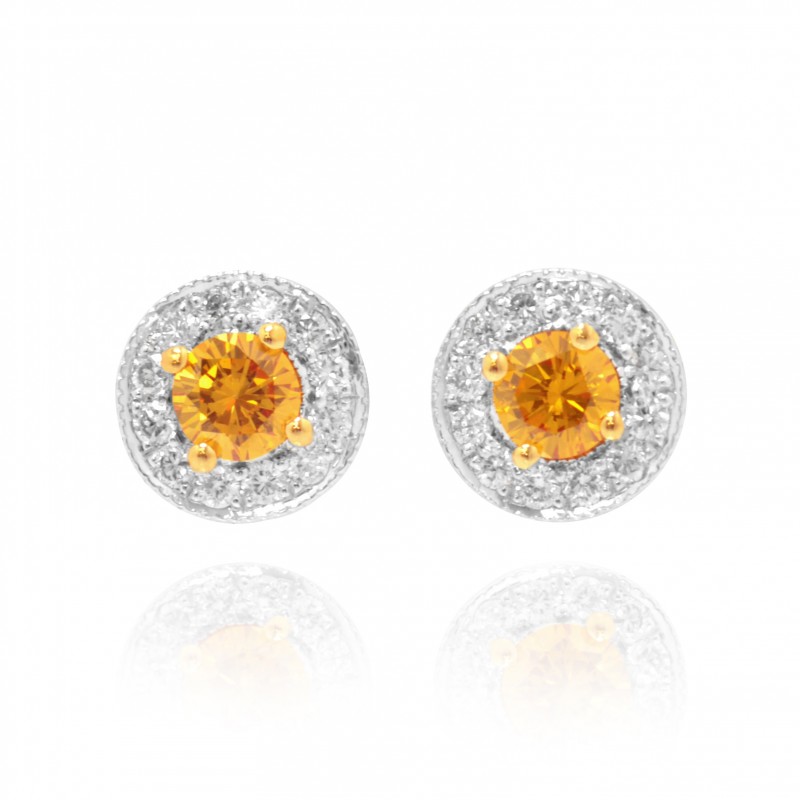 Fancy Vivid Brownish Yellowish Orange Diamond Earrings, ARTIKELNUMMER 45627 (0,36 Karat TW)