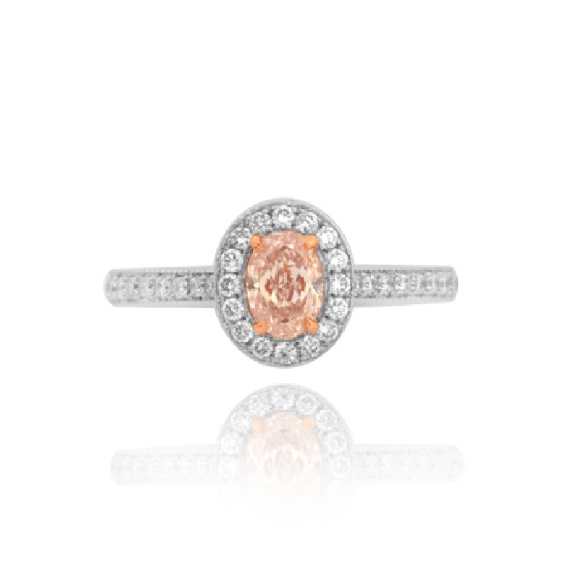 Fancy Light Pink Oval Diamond Pave Halo Ring, ARTIKELNUMMER 45803 (1,05 Karat TW)