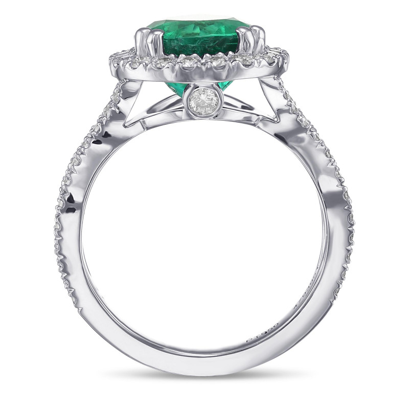 Pear Shape Emerald and Diamond Halo Ring, SKU 479395 (4.12Ct TW)