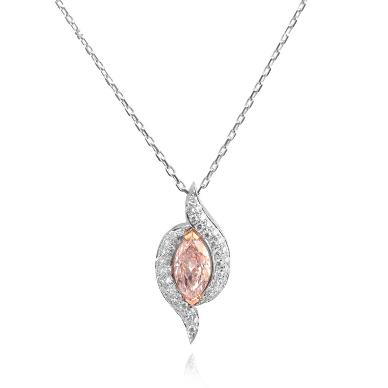 Light Pink Marquise Diamond and Pave Diamond Pendant, SKU 48257 (0.92Ct TW)