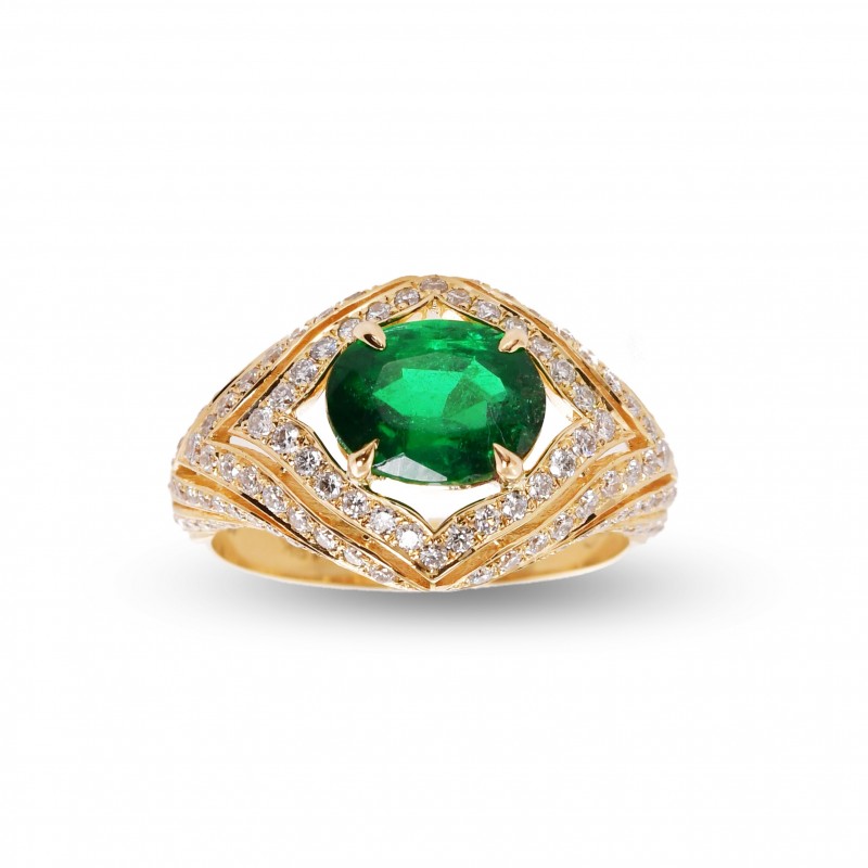 Emerald and Diamond Designer Ring, SKU 49141 (2.56Ct TW)