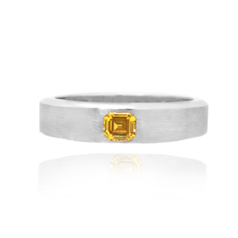 Fancy Deep Orangy Yellow Diamond Gents Band Ring, SKU 50515 (0.33Ct)