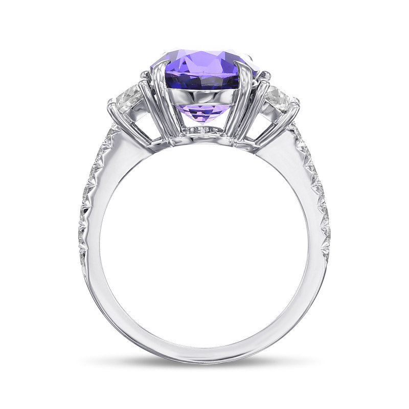 Vivid Violet Oval Sapphire & Half-moon 3-stone Ring, SKU 505582 (6.13Ct TW)  - 2