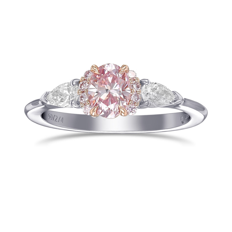 Fancy Intense Pink 6P Oval Diamond Ring, SKU 507274 (0.57Ct TW)