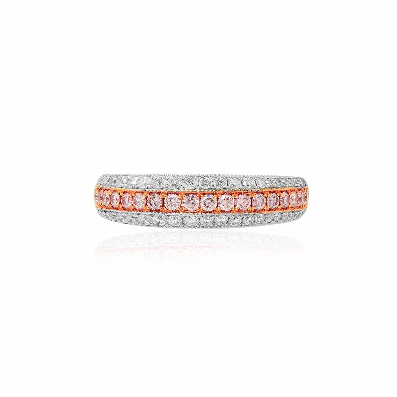 Fancy Pink Pave Diamond Half Eternity Wedding Band Ring, ARTIKELNUMMER 50741 (0,76 Karat TW)