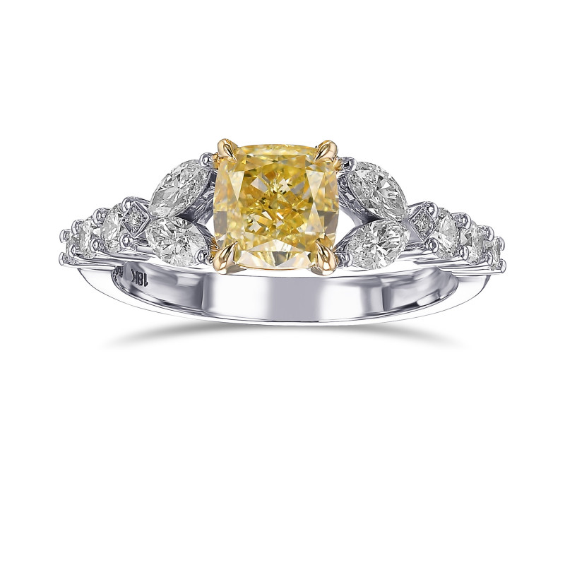 Fancy Yellow Cushion Side Stone Diamond Ring, SKU 511924 (1.93Ct TW)