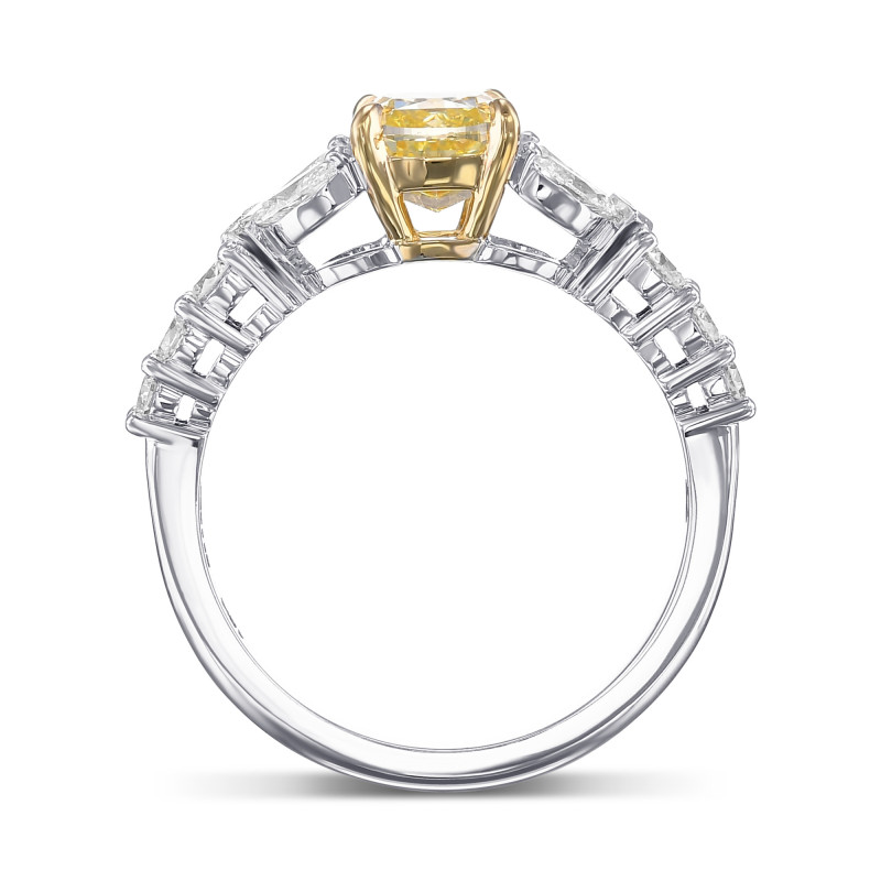Fancy Yellow Cushion Side Stone Diamond Ring, SKU 511924 (1.93Ct TW)
