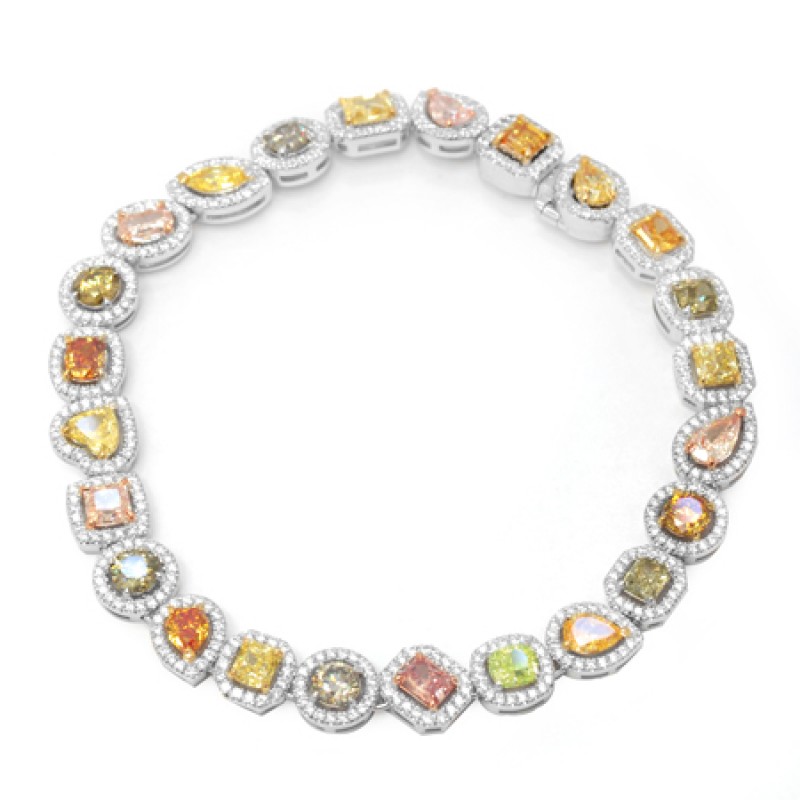 Multicolored Diamond Halo Bracelet, ARTIKELNUMMER 51199 (11,59 Karat TW)