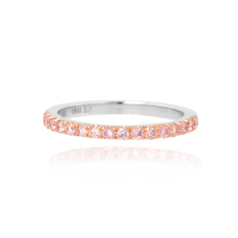Fancy Pink Round Brilliant Diamond Pave Wedding Band, SKU 52352 (0.33Ct TW)