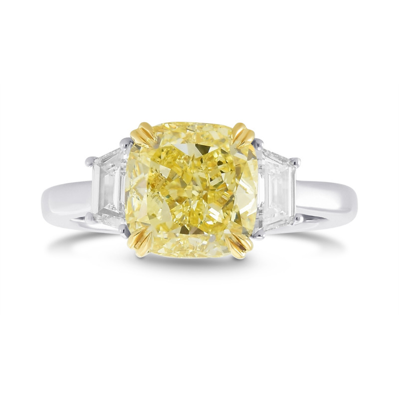 Fancy Yellow Cushion & Trapezoid 3-stone Diamond Ring, SKU 536997 (3.29Ct TW)