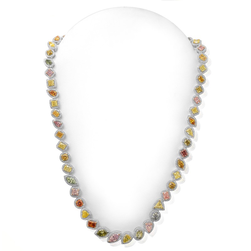 GIA Certified Multicolored Diamond Necklace, ARTIKELNUMMER 54189 (26,37 Karat TW)