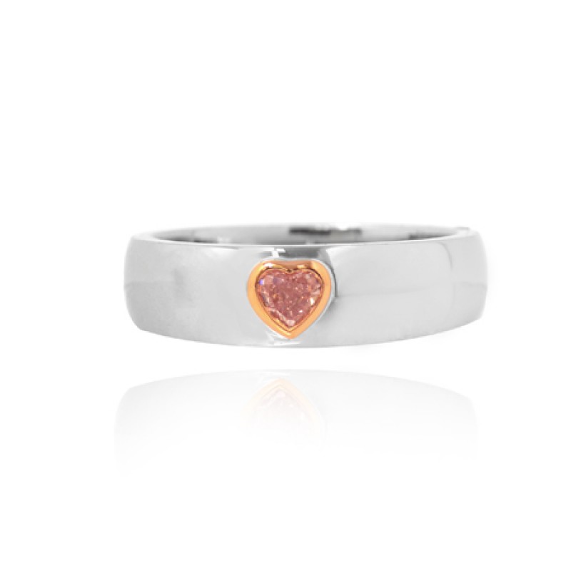 Fancy Pink Heart Shape Diamond Band Ring, SKU 58316 (0.15Ct)