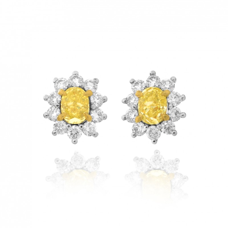 Fancy Intense Yellow Diamond Prong Studs Earrings, SKU 58499 (1.16Ct TW)