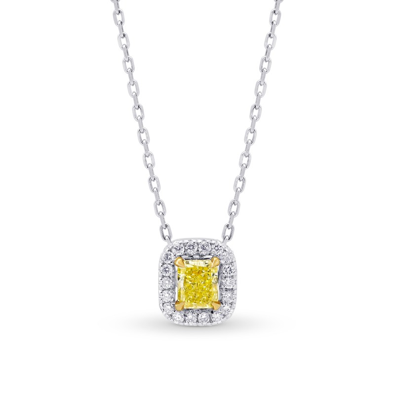 Fancy Yellow Radiant & White Pave Diamond Halo Pendant, SKU 59240 (0 ...