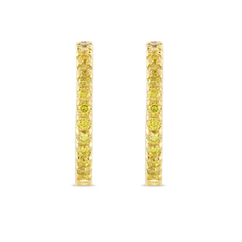 Fancy Vivid Yellow Round Brilliant Diamond Hoop Earrings, SKU 625276 (0.13Ct TW)